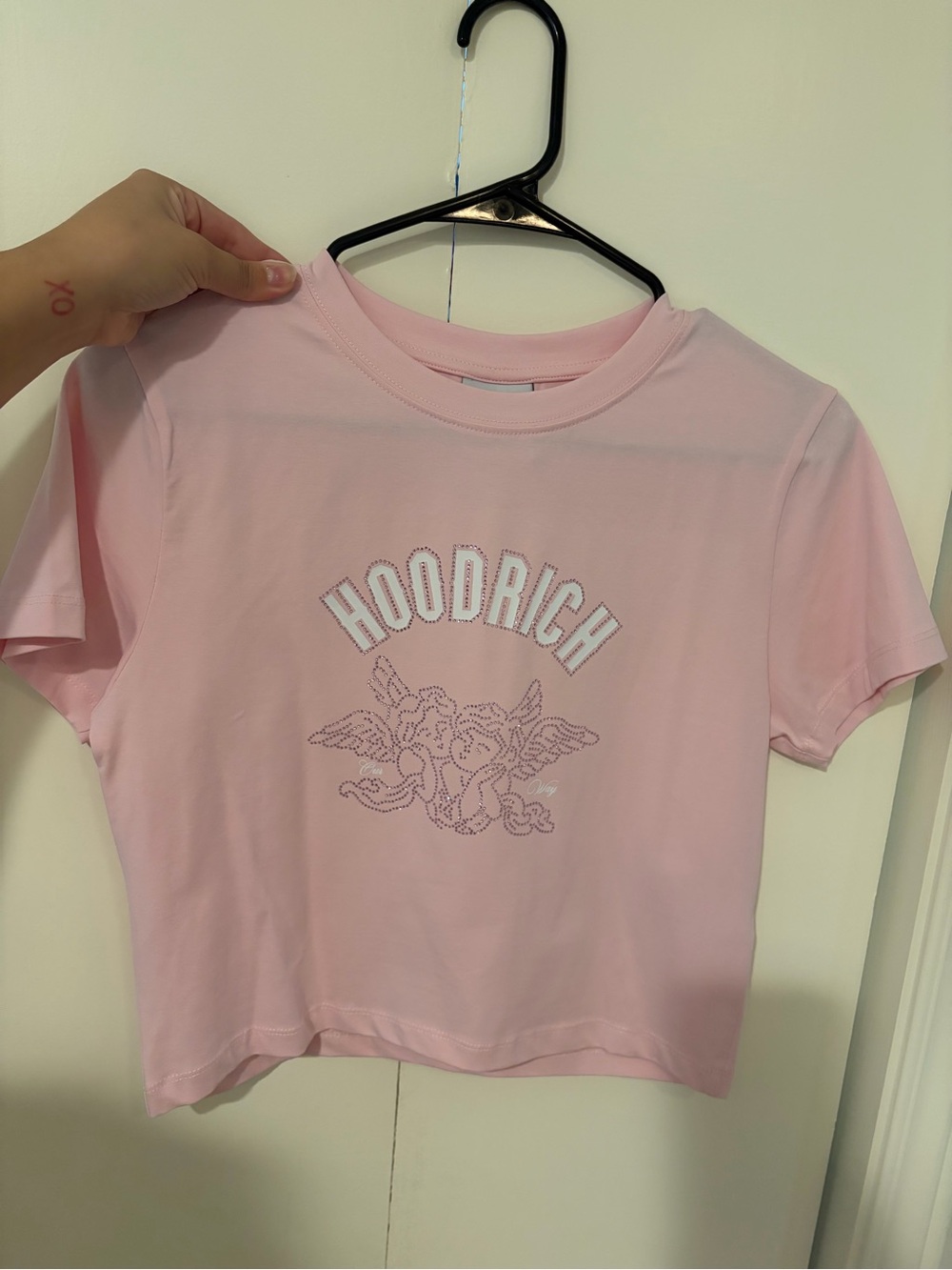 Pink Cropped Hood Rich Tee - Women's Top